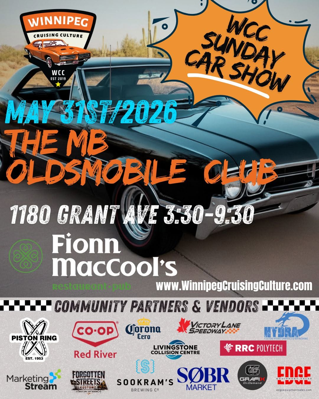 May 31, 2026 - Sunday Car Show Fionns on Grant